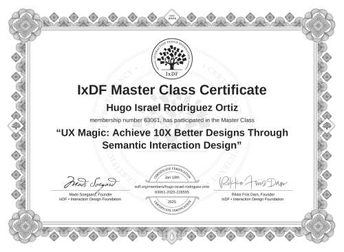 UX Magic: Achieve 10X Better Designs Through Semantic Interaction Design certificate