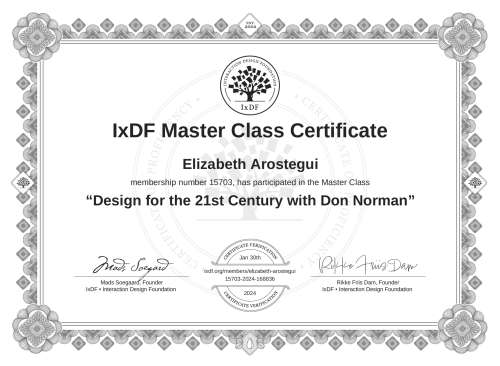 Design for the 21st Century with Don Norman certificate