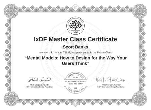 Mental Models: How to Design for the Way Your Users Think certificate