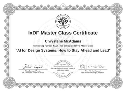 AI for Design Systems: How to Stay Ahead and Lead certificate
