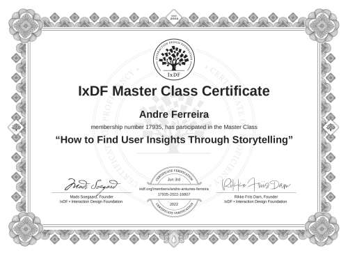 How to Find User Insights Through Storytelling certificate