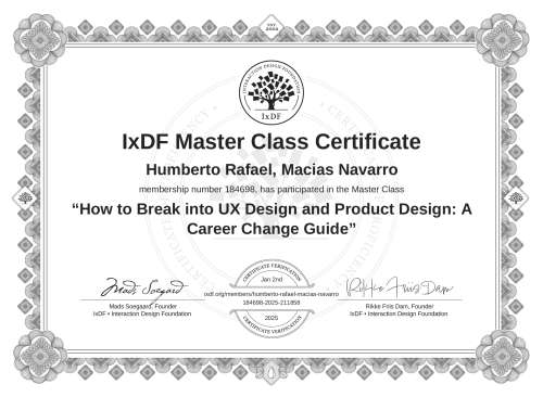 How to Break into UX Design and Product Design: A Career Change Guide certificate