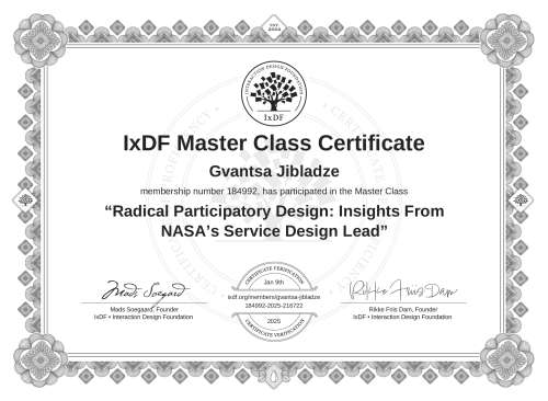 Radical Participatory Design: Insights From NASA’s Service Design Lead certificate