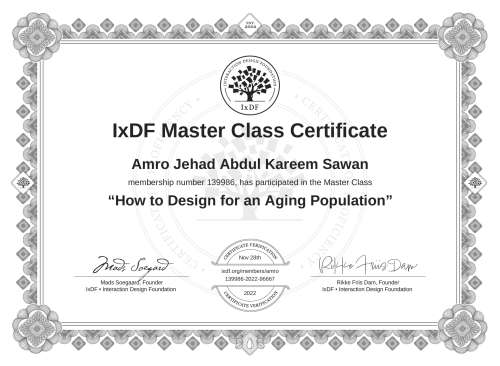 How to Design for an Aging Population certificate