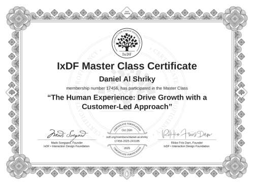 The Human Experience: Drive Growth with a Customer-Led Approach certificate