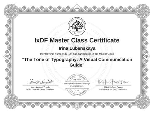 The Tone of Typography: A Visual Communication Guide certificate