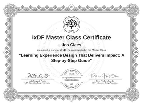 Learning Experience Design That Delivers Impact: A Step-by-Step Guide certificate