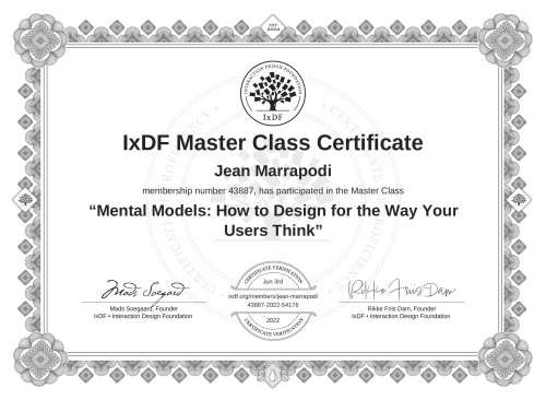 Mental Models: How to Design for the Way Your Users Think certificate