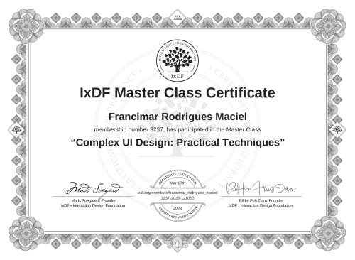 Complex UI Design: Practical Techniques certificate