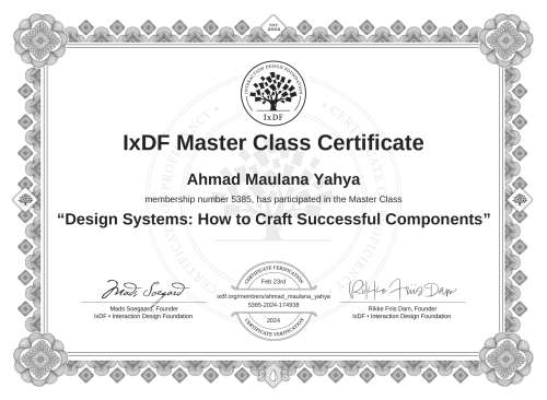 Design Systems: How to Craft Successful Components certificate