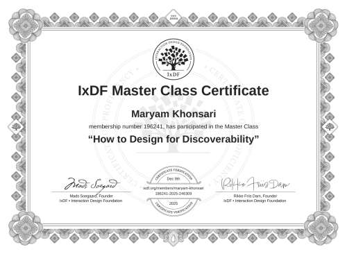 How to Design for Discoverability certificate
