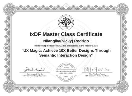 UX Magic: Achieve 10X Better Designs Through Semantic Interaction Design certificate