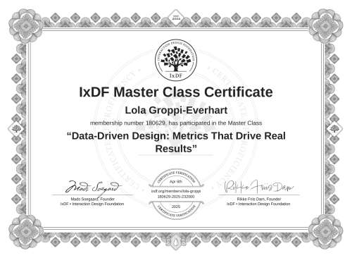 Data-Driven Design: Metrics That Drive Real Results certificate