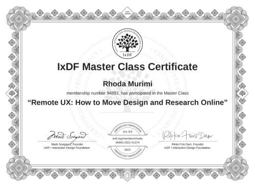 Remote UX: How to Move Design and Research Online certificate