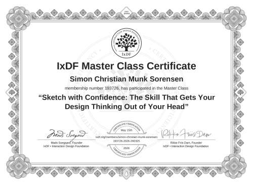 Sketch with Confidence: The Skill That Gets Your Design Thinking Out of Your Head certificate
