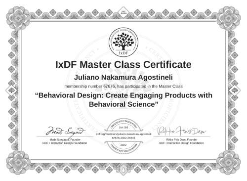Behavioral Design: Create Engaging Products with Behavioral Science certificate