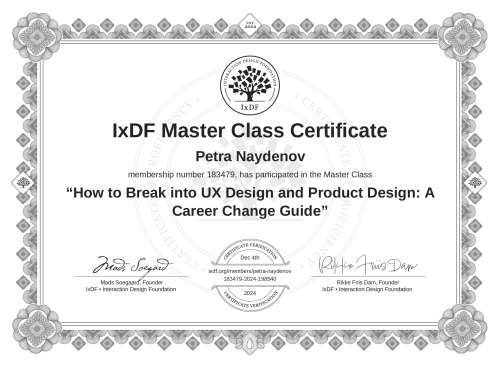 How to Break into UX Design and Product Design: A Career Change Guide certificate