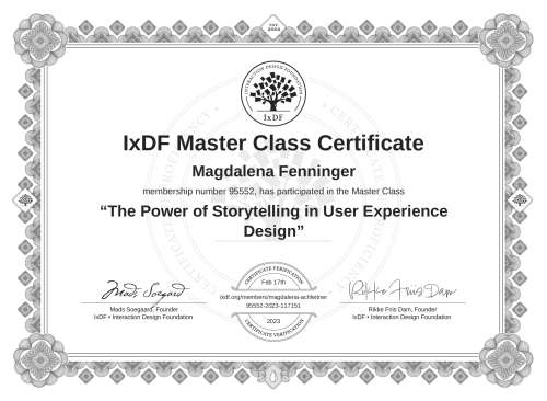 The Power of Storytelling in User Experience Design certificate