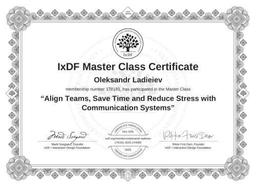 Align Teams, Save Time and Reduce Stress with Communication Systems certificate