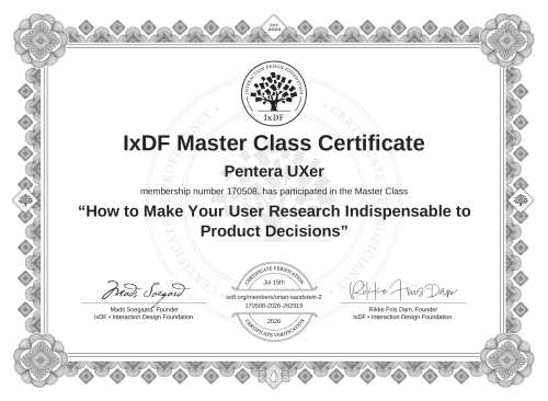 How to Make Your User Research Indispensable to Product Decisions certificate