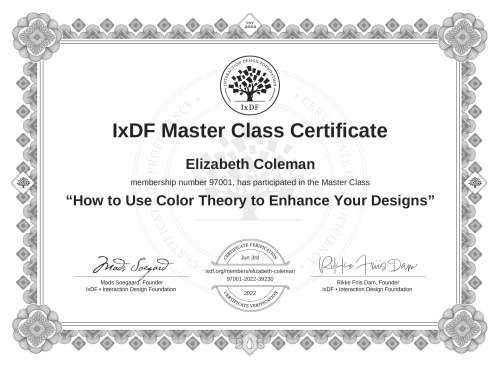 How to Use Color Theory to Enhance Your Designs certificate
