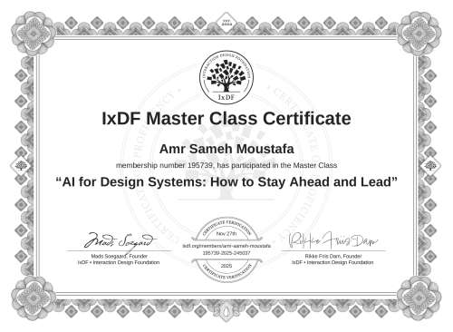 AI for Design Systems: How to Stay Ahead and Lead certificate