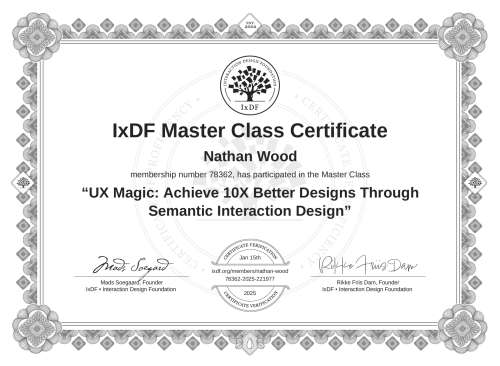 UX Magic: Achieve 10X Better Designs Through Semantic Interaction Design certificate