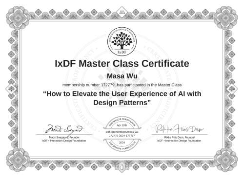 How to Elevate the User Experience of AI with Design Patterns certificate