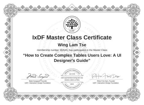 How to Create Complex Tables Users Love: A UI Designer's Guide certificate