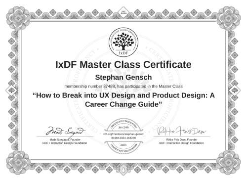 How to Break into UX Design and Product Design: A Career Change Guide certificate