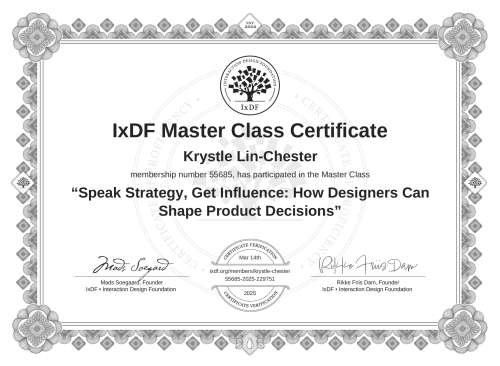 Speak Strategy, Get Influence: How Designers Can Shape Product Decisions certificate