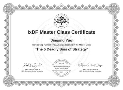 The 5 Deadly Sins of Strategy certificate