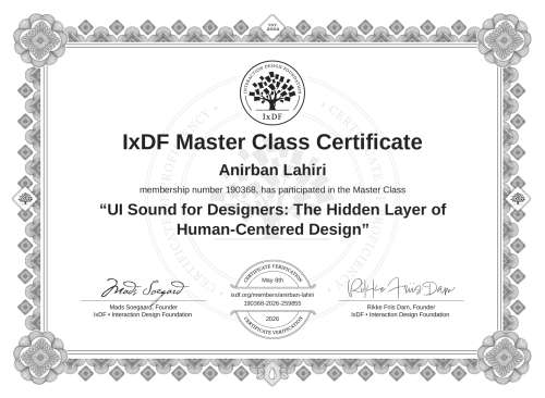 UI Sound for Designers: The Hidden Layer of Human-Centered Design certificate