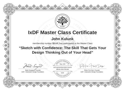 Sketch with Confidence: The Skill That Gets Your Design Thinking Out of Your Head certificate