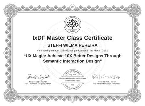 UX Magic: Achieve 10X Better Designs Through Semantic Interaction Design certificate