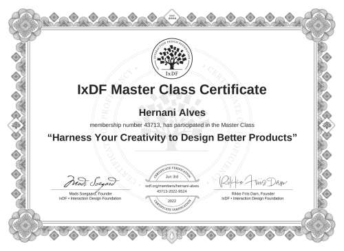 Harness Your Creativity to Design Better Products certificate