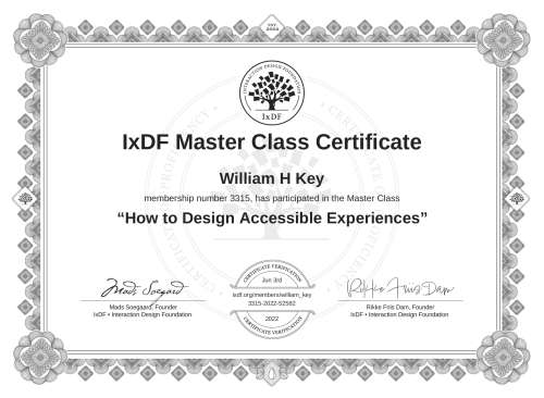 How to Design Accessible Experiences certificate