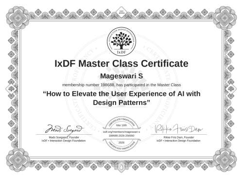 How to Elevate the User Experience of AI with Design Patterns certificate