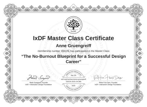 The No-Burnout Blueprint for a Successful Design Career certificate