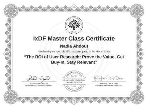 The ROI of User Research: Prove the Value, Get Buy-In, Stay Relevant certificate