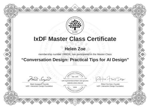 Conversation Design: Practical Tips for AI Design certificate