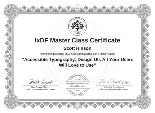 Accessible Typography: Design UIs All Your Users Will Love to Use certificate