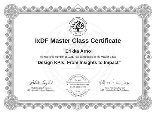 Design KPIs: From Insights to Impact certificate