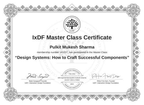 Design Systems: How to Craft Successful Components certificate