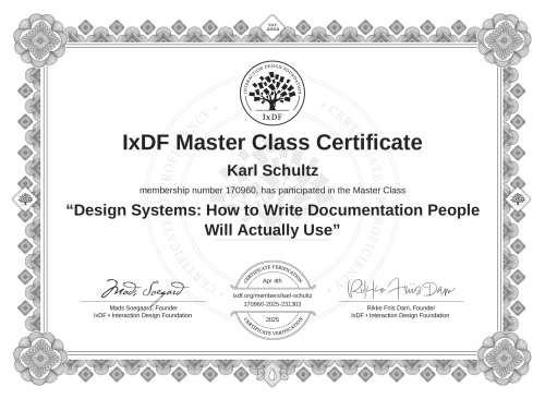 Design Systems: How to Write Documentation People Will Actually Use certificate