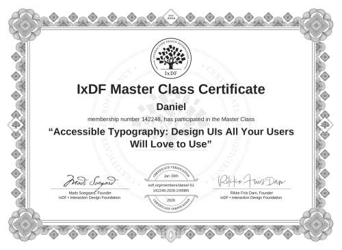 Accessible Typography: Design UIs All Your Users Will Love to Use certificate