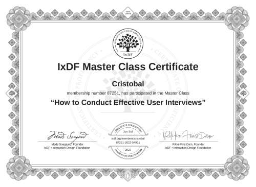 How to Conduct Effective User Interviews certificate