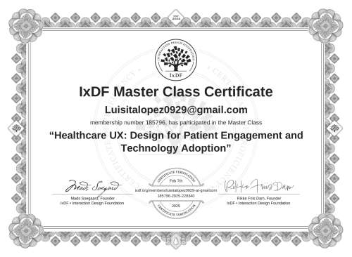 Healthcare UX: Design for Patient Engagement and Technology Adoption certificate