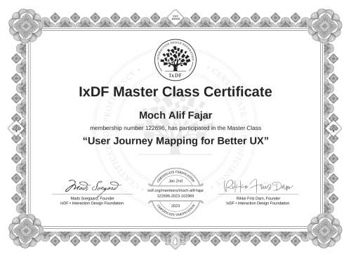 User Journey Mapping for Better UX certificate