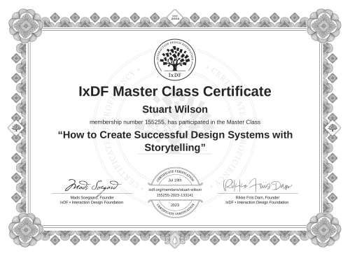 How to Create Successful Design Systems with Storytelling certificate